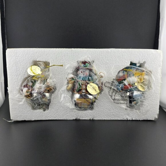Bradford Exchange Kinkade Snow Bell‎ Ornament Set of 3 NIB - Picture 2 of 9